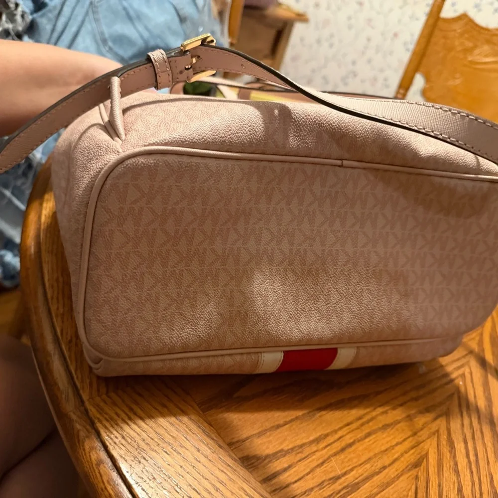 Michael Kors Pink and Red Stripe Signature Backpack - Picture 5 of 5